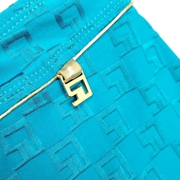 🔴 St. John Sport Teal and Gold Mini Skirt Sz M - Picture 4 of 12